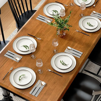 Bush Home 67-Inch Dining Table for 4-6 People, Squire Trestle Farmhouse Rectangular Wood Dining Room Table, Kitchen, Living Room, Sterling Dining Collection, Burnished Medium Brown and Black Paint