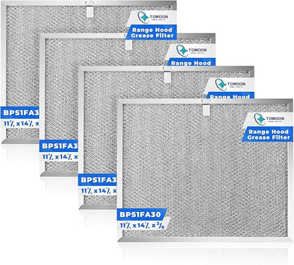 4 Pcs BPS1FA30 Range Hood Grease Filter 11-3/4" x 14-1/4" x 3/8" Multi-layer Aluminum Mesh - Fit for Bro.an Nu.Tone Allure Range Hood Filter,Replaces 99010299 BPS2FA30 99010305 by TOMOON