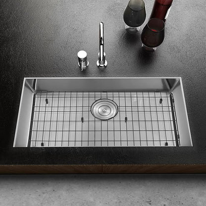 Kitchen Sink Grid and Sink Protectors, Stainless Steel Sink Grids for Bottom of Kitchen Sink, Black Color, 26" x 14" with Rear Drain for Single Sink Bowl