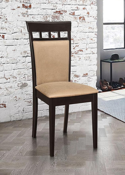 Coaster Home Furnishings - Gabriel - Wood & Fabric - Armless Dining Chairs with Geometric Wooden Back - Home Kitchen & Dining Room - Set of 2 - Cappuccino - 100773