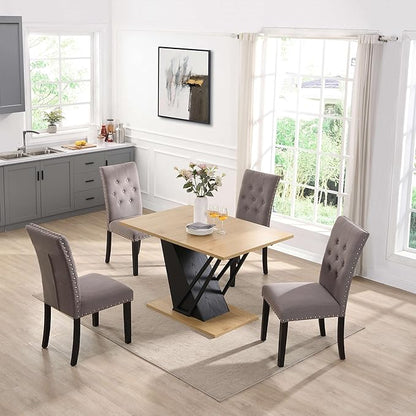 62" Extendable Island Table, Rustic Dining Table with Metal Frame, Mid Century Dining Table with MDF Top for Kitchen Dining Office, Black+Natural