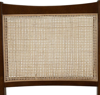 Powell Kasi Brown and Natural Rattan Cane Fully Assembled Foldable Wooden Dining Side Chair