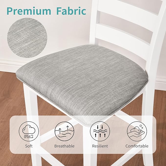 Bar Table Set with Charging Station & 3-Tier Storage, Space-Saving Dining Table Set for 2 with Upholstered Chairs, Small Kitchen Island for Apartment (36 Inch+White)