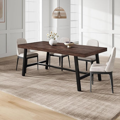 GarveeHome Industrial Dining Table for 6-8 People, 70.87" Long Kitchen Table with Sturdy Metal Frame, Rectangular Counter for Dinner, Kitchen, Dining Room (Rustic Birch, 71" Non-extendable)