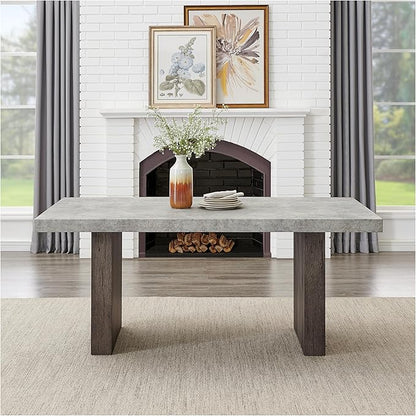 Roundhill Furniture Sorlen Modern 72" Dining Table with 3D Faux Concrete Top