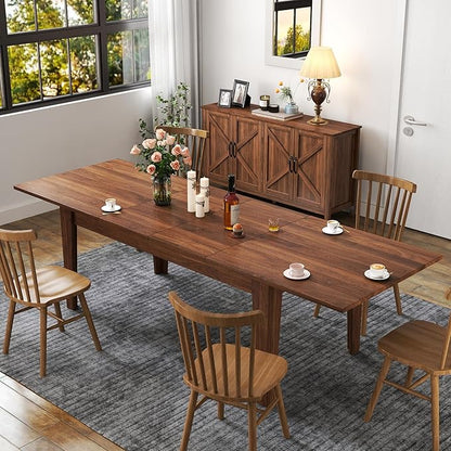 ODC 71" to 106" Extendable Dining Table, Expandable Large Kitchen Table Seats 6-10 People, Space-Saving Woodgrain Dining Room Table & Home Office Conference Desk, Walnut