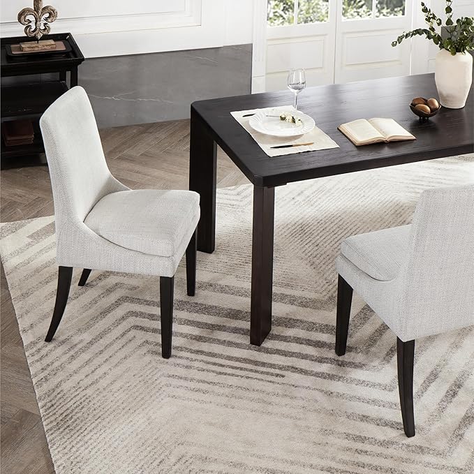 KISLOT Upholstered Dining Chairs Modern Sidechair Performance Fabric High Back Armlesschair for Diningroom Kitchen,Linen,Set of 2(1 Box)