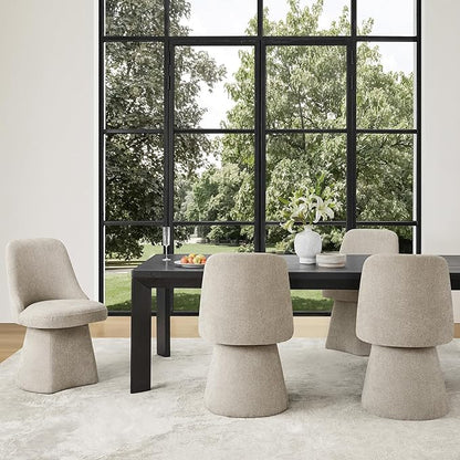 KISLOT Swivel Dining Chairs Set of 4, Upholstered Mid Century Modern Deskchair with High Back, Linen Fabric Kitchen Chairs for Dining Room, Bedroom, Dressing Room, Khaki