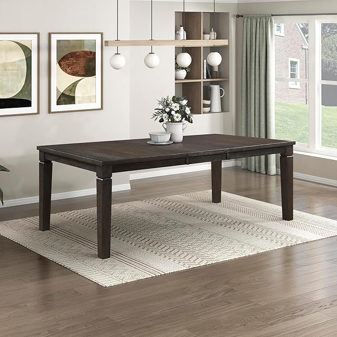 Lexicon Modern Dining Table, Expandable Wooden Kitchen Table with Removable Leaf, Space Saving, Seats for 4-6 People, for Home, Dining Room, 66 Inch-84 Inch, Dark Espresso