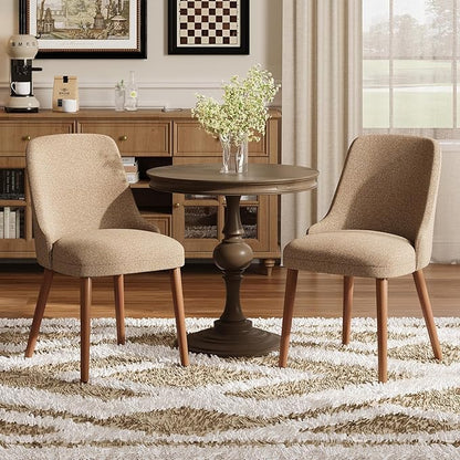 MALOL Dining Room Chair Set of 6, Upholstered Kitchen Chairs with Wood Legs, High-Back Padded Dining Chairs for Dining Room/Restaurant/Cafe, Camel
