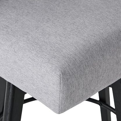 Counter Height Bar Stools Set of 4, Swivel Barstools with Backs and Wood Legs, Linen Fabric Upholstered Counter Stools for Kitchend Island, Mid-Century Modern 26" Seat Height Bar Chairs, Grey