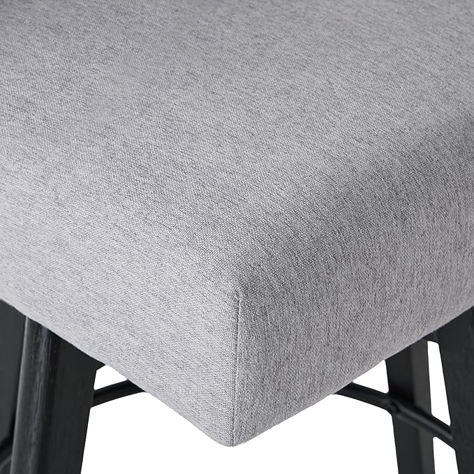 Counter Height Bar Stools Set of 3, Swivel Barstools with Backs and Wood Legs, Linen Fabric Upholstered Counter Stools for Kitchend Island, Mid-Century Modern 26" Seat Height Bar Chairs, Grey