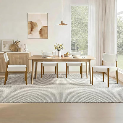 KISLOT Upholstered Dining Chairs Set of 6, Solid Wood Armless Kitchen Chairs with Soft Polyester Fabric, 18.9" Seat Height, Modern Dining Room Seating, 300 lbs Capacity, Linen