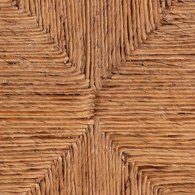 Bali & pari Pava Woven Seagrass Bar Stool - Solid Mahogany Wood Stool with Textured Back, Coastal Boho Seating for Kitchen or Lounge, Bar Height