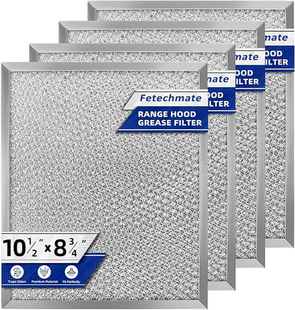 S97006931 Range Hood Filter by Fetechmate Compatible with Br-oan Nu-tone BP29 NY NV Series Range Hood 97006931 Aluminum Filter Replace 1172137, 5-3078, 88150, 99010121-10.5 x 8.75in - 4 PACK