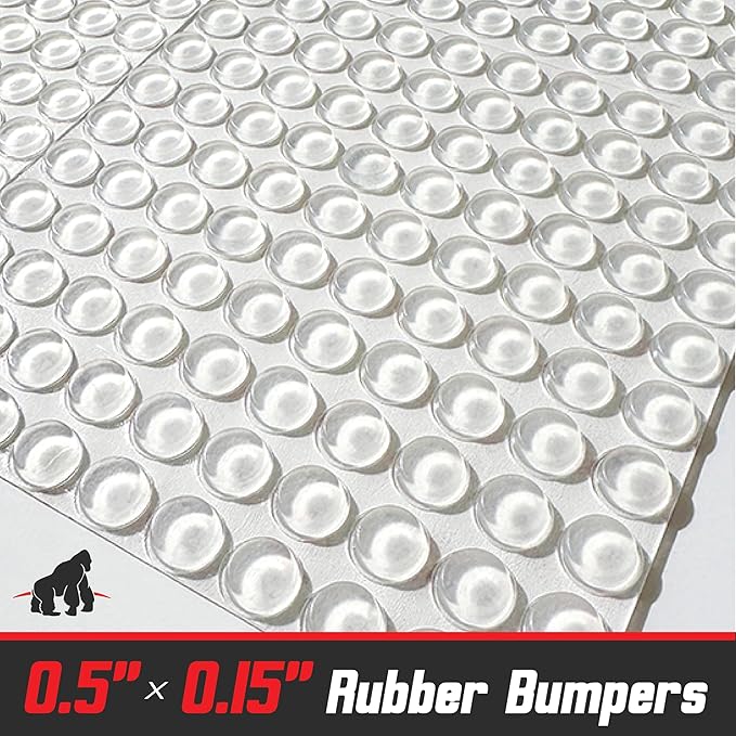 Self Adhesive Bumpers - 1/2” Diameter - 100 pcs - Standard Clear Round Bumper for Cabinets, Drawers, Cutting Boards, Picture Frames and Furniture - Sound dampening Protects Against Damage