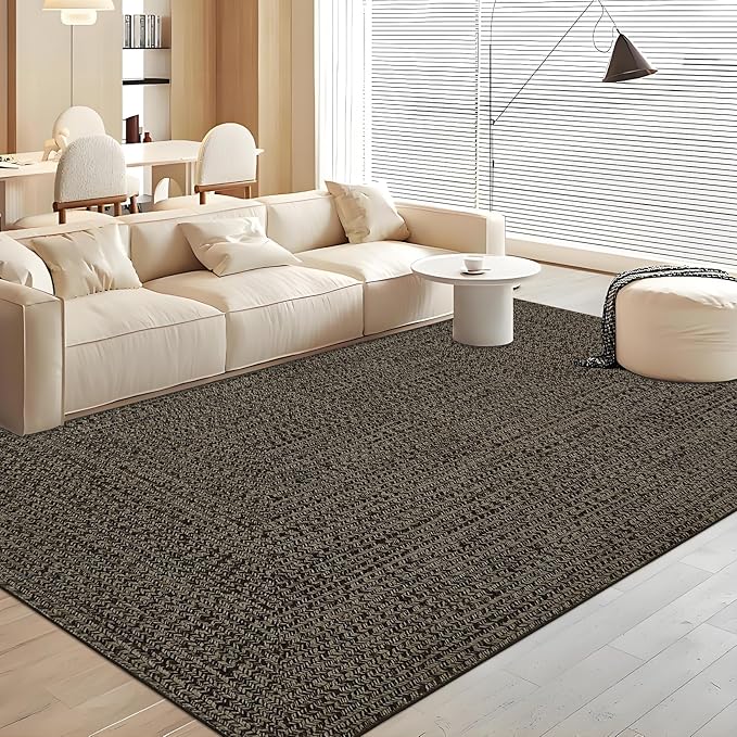 Washable Area Rugs 5x7 Rug for Living Room Braided Print Non Slip Modern Soft Bedroom Rug Farmhouse Throw Rugs Contemporary Stain Resistant Carpet for Dining Room 5'x7' Black/Brown