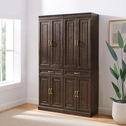 Crosley Furniture Stanton 2-Piece Pantry Storage Cabinet Set with Shelves, Kitchen, Dining, or Laundry Room, Coffee
