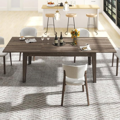 Extendable Dining Table for 6-10 Person, 106.3 in Wooden Dining Room Table, Modern Farmhouse Large Expandable Kitchens Table for Gatherings, Meeting, Dinner Office Dark Oak