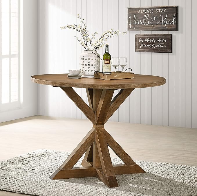 Cross-Buck Base Counter Height Table - Modern Farmhouse Dining Table for Kitchen Islands, Bars, and Casual Dining Areas