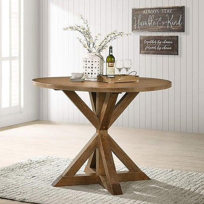 Cross-Buck Base Counter Height Table - Modern Farmhouse Dining Table for Kitchen Islands, Bars, and Casual Dining Areas