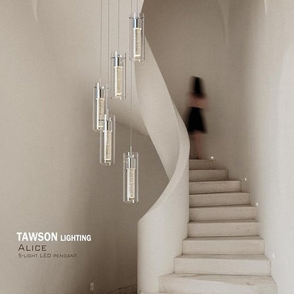 Tawson Alice 5-Light Chandelier Pendant Ceiling Light, Integrated Led and Bubble Glass, for Kitchen Island, Hallway, Entryway, Passway, Dining Room, Bedroom, Balcony Living Room