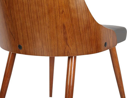 Armen Living Lily Dining Chair in Grey Faux Leather and Walnut Wood Finish 20 x 31 x 23
