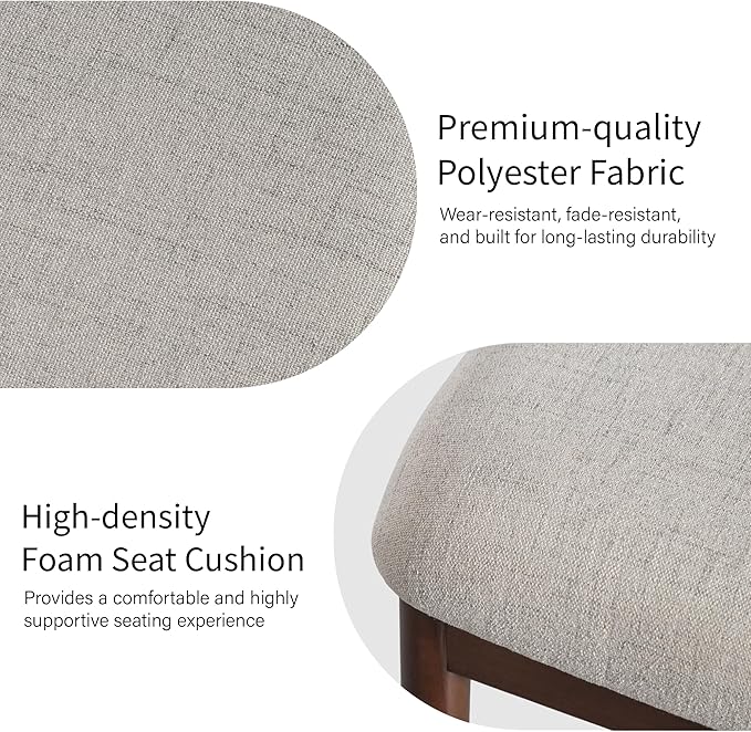 Casaphoria Upholstered Dining Chairs Set of 2, Mid-Century Modern Kitchen Chairs with Solid Wood Legs & Thick Cushion, Ergonomic Fabric Accent Chairs for Dining Room, Vanity & Office, Gray and Walnut