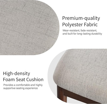 Casaphoria Upholstered Dining Chairs Set of 2, Mid-Century Modern Kitchen Chairs with Solid Wood Legs & Thick Cushion, Ergonomic Fabric Accent Chairs for Dining Room, Vanity & Office, Gray and Walnut