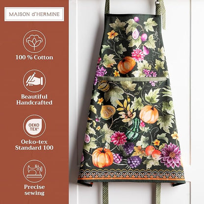 Maison d' Hermine 100% Cotton Apron for women with Pocket Kitchen Chef Apron for Men Cooking Mothers Day Gifts