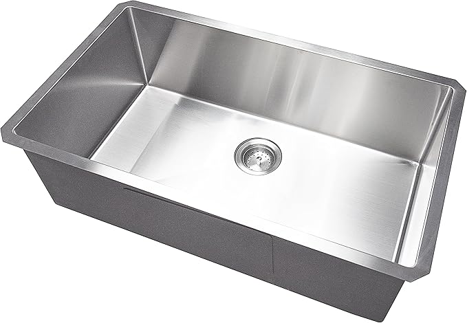 MSI Undermount Stainless Steel 32 in. x 19 in. Single Bowl Handcrafted Kitchen Sink, Strainer, and Grid