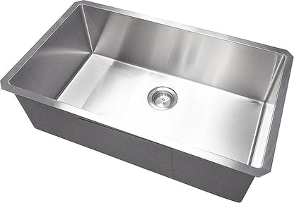 MSI Undermount Stainless Steel 32 in. x 19 in. Single Bowl Handcrafted Kitchen Sink, Strainer, and Grid