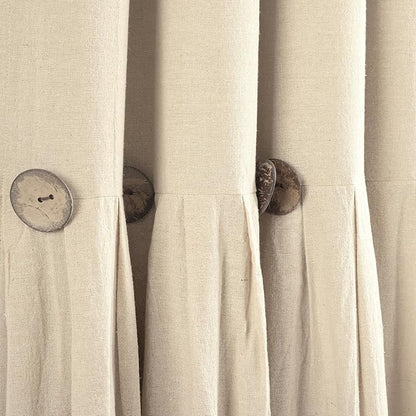 Lush Decor Linen Button Window Curtain Panel, Single, 40" W x 84" L, Dark Linen - Country Curtains - Rustic Decor - Color Block Modern Farmhouse Curtains For Living Room, Bedroom & Dining Room