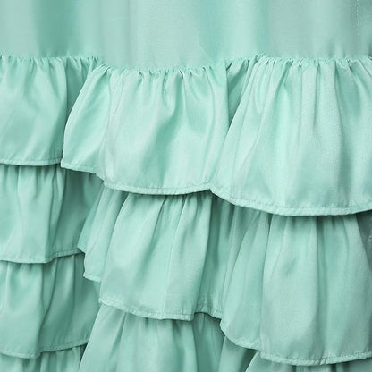 Lush Decor Allison Ruffle Light Filtering Window Curtain Panels Pair 40" W x 84" L Aqua - Coquette Curtains for Bedroom - Drapes - Ruffle Curtains Kids