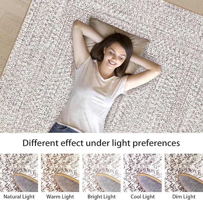 Printed Washable Rugs 4x6 Rug for Living Room Modern Geometric Rugs for Bedroom Farmhouse Non Slip Entryway Rug Soft Stain Resistant Carpet for Nursery Entrance Dining Room 4'x6' Beige/Grey