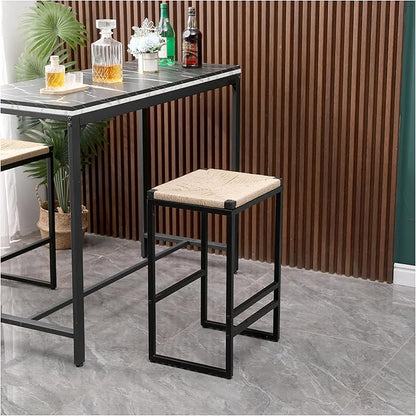 Bar Stools Set of 2, Paper Rope Counter Height Chairs - Kitchen Island & Home Dining