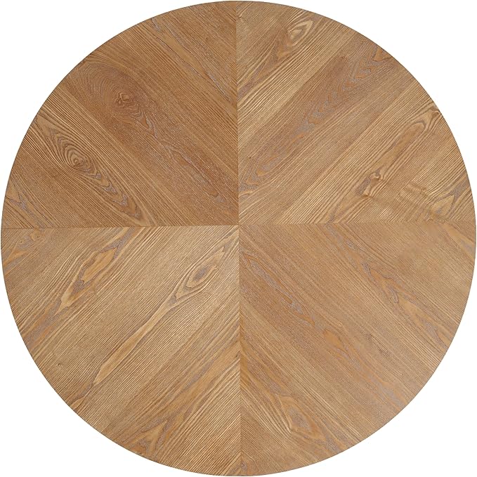47" Round Pedestal Island Table, Rustic Dining Table with Solid Wood, Farmhouse Dining Table with Warm Vibe for Casual Meals & Gatherings, Natural