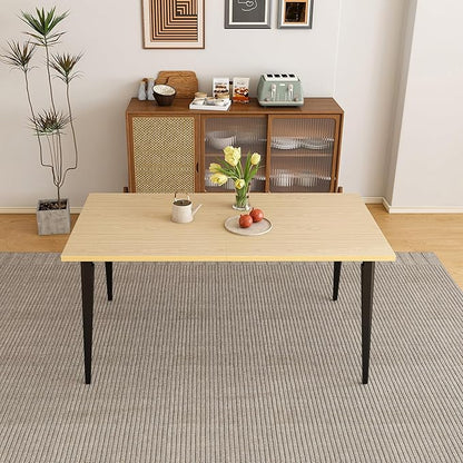 Dining Table, Wooden Tabletop & Rust-Resistant Iron Legs, Rectangular Kitchen Table for 6-8 People, Rustic Industrial Design for Dining Room, Patio (63 in Only Table)
