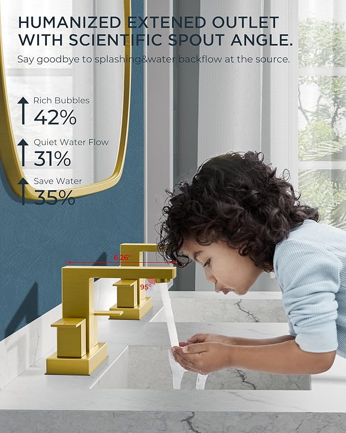 FORIOUS Gold Bathroom Faucet Centerset 4 in, 2 Handle Centerset Bathroom Sink Faucet Brushed Gold 2 Hole, with Metal Pop Up Drain, 24 in CUPC Supply Lines, for Vanity Sink Remodel