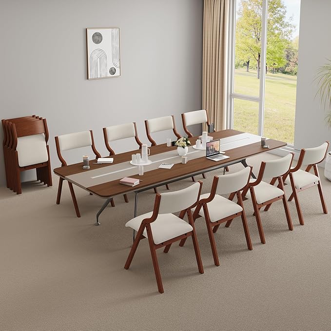 YOPTO Folding Wooden Chairs Set of 2 with Padded Seat,Portable Dining Chairs W/Ergonomically Designed Back and Cushion,for Dining Room,Restaurant,Kitchen,Office