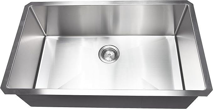MSI Undermount Stainless Steel 32 in. x 19 in. Single Bowl Handcrafted Kitchen Sink, Strainer, and Grid