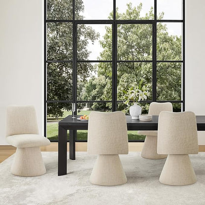 KISLOT Swivel Dining Chairs Set of 4, Modern Upholstered Dining Chair Mid Century Kitchen Chairs with High Back, 360 Degree Rotating Vanity Chair for Dining Room, Bedroom, Farmhouse, Sand