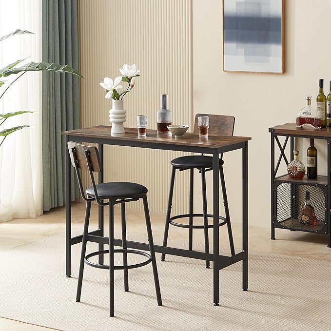 Pub Set Kitchen Dining Sets Home Bar Furniture Breakfast Nook Gatherings Counter Height Table and Chairs Compact Apartment Entertaining, Space Saving Bistro Set, Kitchen Island Seating with Stools