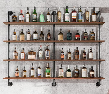 HDDFER Floating Shelves for Wall Bookshelf Industrial Pipe Shelving Shelves 60 Inch Natural Wood Planks Rustic Wall Shelves Hanging Bookshelves Farmhouse Kitchen Shelving