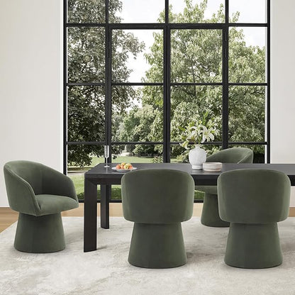KISLOT Swivel Dining Chairs Modern Accent Armchair Side Deskchair for Diningroom Vanity Bedroom Livingroom Reading Room,Green,2 Box