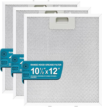W10169961A Range Hood Grease Filter – 5-Layer Aluminum Mesh Vent Hood Filter, 10.5" x 12", Fits Whirlpool Range Hood, KitchenAid, Jenn-Air – Replacement for W10875058, W11245983 (3-Pack)