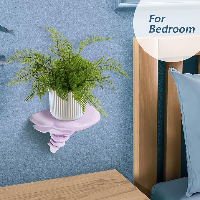 UITWMKTG 1 Pack Large Mushroom Shelves Floating Shelf Cottage Core Wall Decor Cute Hanging Shelf for Home Living Room Bedroom Kitchen Unique Wall Decor Pink