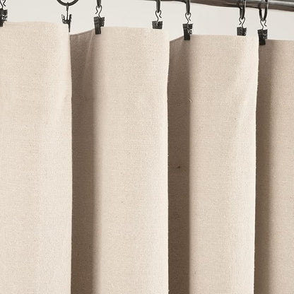 Lush Decor Linen Button Window Curtain Panel, Single, 40" W x 84" L, Linen - Country Curtains - Rustic Decor - Color Block Modern Farmhouse Curtains For Living Room, Bedroom & Dining Room