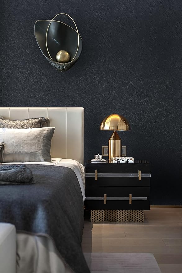 Safiyya Peel and Stick Wallpaper Blackish Blue Silk Wallpaper Textured Blackish Blue Contact Paper Decorative Modern Solid Color Contact Paper for Walls Vinyl Rolls 393"x 17.3"