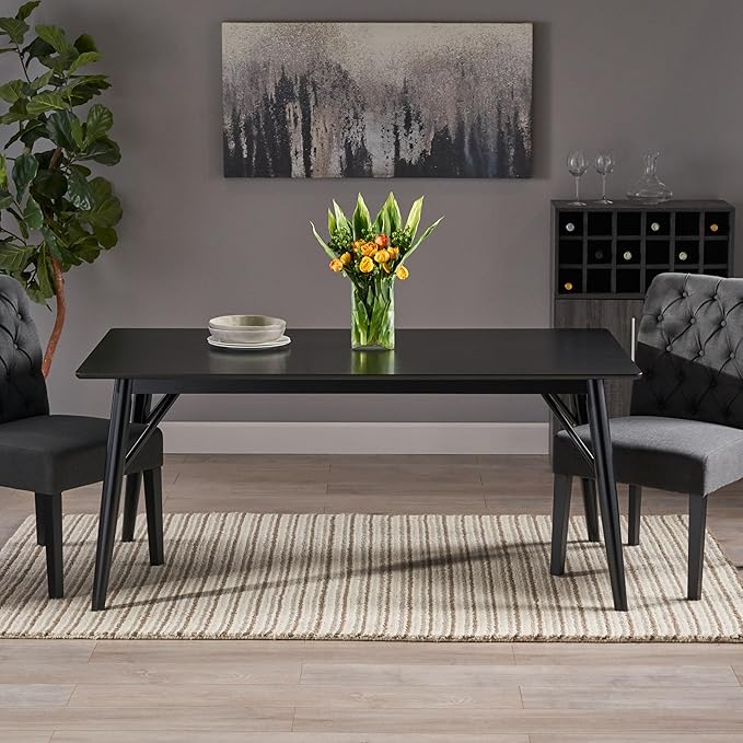 Christopher Knight Home Joey Wooden Six Seater Dining Table, Black Finish